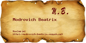 Modrovich Beatrix névjegykártya